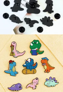 Cute cartoon dinosaur enamel pin set, lovely metal badges for bags, clothes and backpacks.