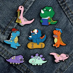 Cute Cartoon Dinosaur Alloy Enamel Brooch Pin Colorful Little Monster Animal Badge For Clothes Bag Decoration