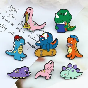 Cute cartoon dinosaur enamel pins metal badges set for backpack clothes decoration