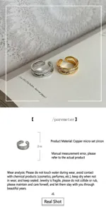 Bague double couche en zircon simple coréenne pour femme, anneau de doigt exquis et polyvalent