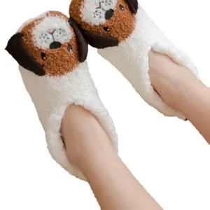 Niedliche flauschige Hunde Haussocken für Damen, dicke warme Plüsch-Fussbodensocken im Winter.