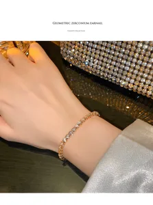 Elegant Zircon Tennis Bracelet Sparkling Crystal Hand Jewelry Fashion Women Luxury Gift