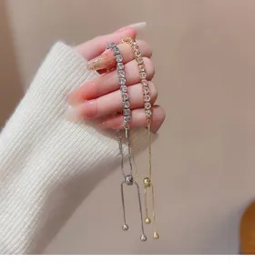 Elegant adjustable rhinestone tennis bracelet for women, sparkling cubic zirconia jewelry.