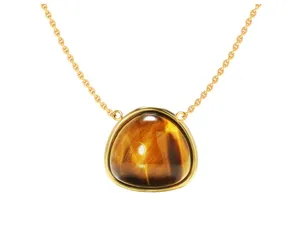 Exquisite retro geometric triangle quartz stone pendant necklace, stylish daily jewelry accessory.