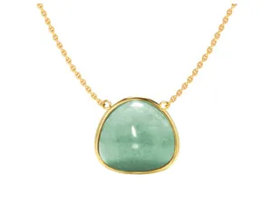Elegant geometric triangle bezel-set green quartz pendant necklace for women chic