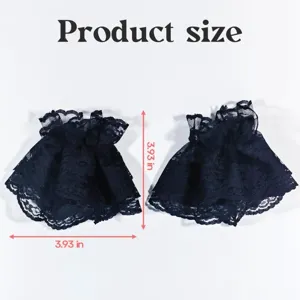 Gothic short lace ruffle cuffs Lolita wrist accessories black false sleeves detail size