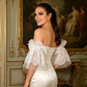 Exquisite bridal lace false sleeves, European style sheer mesh arm cover wedding accessory.