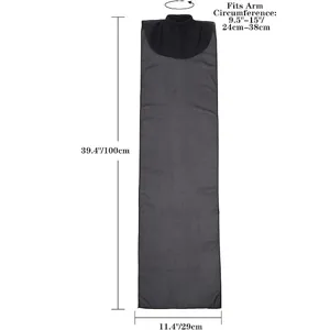 Long black chiffon arm sleeves detail showing exact product dimensions and arm circumference fit.