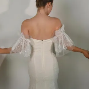 Bridal soft mesh lace detachable sleeves off-the-shoulder wedding dress arm accessories