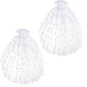 Detachable bridal pearl mesh shoulder sleeves elegant women wedding accessories white