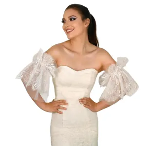 Bridal lace mesh false sleeves wedding dress arm accessories European style elegant new