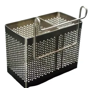 Stainless Steel Wall Mounted Chopstick Holder Dual Compartment Drainage Kitchen Organizer