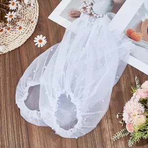 Maniche a palloncino bianche trasparenti staccabili con perle, elegante accessorio da sposa.