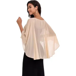 Donna elegante mantellina in chiffon estate leggero scialle girocollo coprispalle top