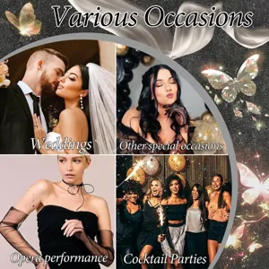 Sheer tulle opera gloves and arm sleeves for weddings, evening parties, and special events.