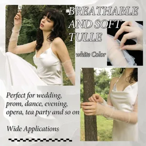 Sheer tulle arm sleeves detail showcasing breathable pleated fabric for bridal and evening wear.