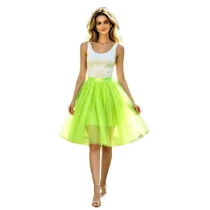Women High Waist Multi Layer Tulle Skirt Fluffy A Line Tutu Mesh Dance Party Midi Skirt