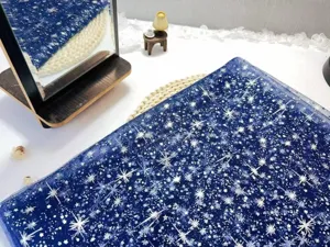 Dark blue star mesh sleeve variant, sheer starry mesh arm cover, elegant wedding accessory