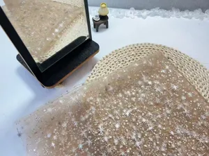 Sparkling star mesh fabric, lightweight sheer material for elegant sleeves and wedding dress DIY.