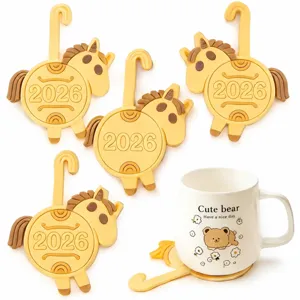 2026 cartoon pony coaster creative silicone cup mats cute animal desk decor heat resistant