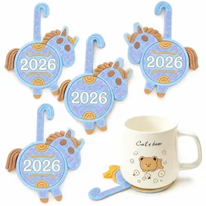 2026 new cute pony unicorn silicone coaster home office table heat insulation mat