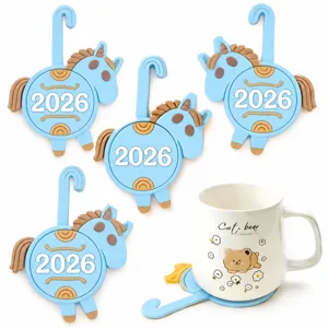 2026 Cute Unicorn Coaster Cup Mat with Ceramic Mug Cute Bear Design Home Table Decor