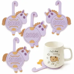 Cute unicorn pony silicone cup coaster 2026 new design office home table decor drinkware