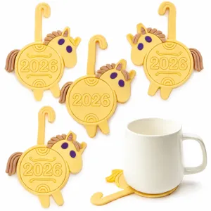 2026 cute horse silicone coaster creative desktop heat insulation pad home office use
