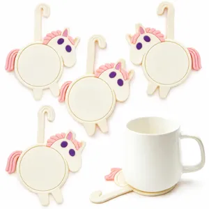 Cute silicone unicorn cup coaster creative cartoon pony mug mat for office and home decor