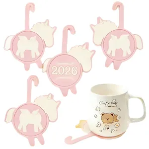 Cute unicorn silicone cup coaster and ceramic mug set, creative office and home table decor.