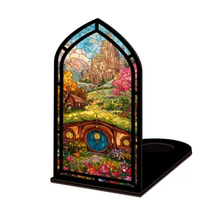 Fermalibri in legno angolo lettura fantastico vetrata castello casa hobbit decorazione scaffale