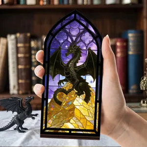Luce notturna acrilica drago nero vetrata book nook scaffale pezzo decorativo