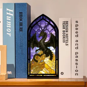 Fermalibri Drago Gotico Luce Acrilico Scaffale Insertto Lampada Notturna Decorazione Casa