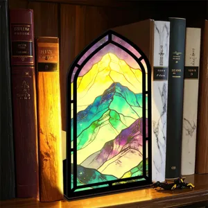 Inserto per libreria in legno luce notturna finestra ad arco ornamento scaffale