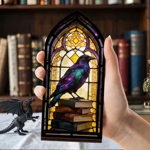 Ferma libri corvo in vetro colorato acrilico trasparente decorazione per libreria