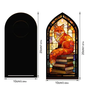 Luce notturna volpe vetrate angolo libro inserto acrilico base legno decorazione.