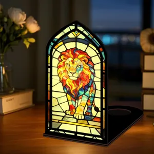 Fermalibri leone vetrata artistica luce notte acrilico mensola decorativa per la casa