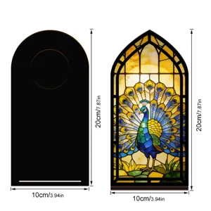 Fermalibri in legno Pavone Vetro colorato Acrilico Luce notturna Scaffale Supporto