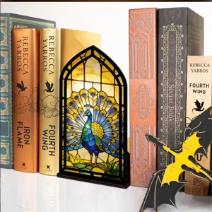 Inserto per libreria con lucina notturna in acrilico pavone in vetrata per decoro.