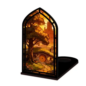 Fermalibri in legno book nook con luce notturna acrilica design castello fantastico