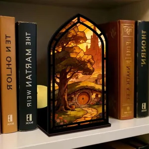 Fermalibri Miniature in Legno Book Nook con Luce LED Calda per Scaffale
