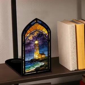 Luce notturna Book Nook faro in acrilico illuminato per la decorazione di libreria.