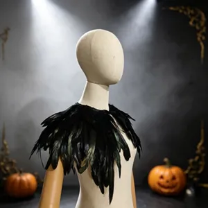 Donkere gotische veren sjaal kraag voor cosplay, Halloween kostuum en toneelkleding.