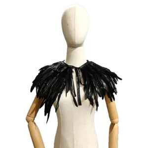 Zwarte veren sjaal gothic kraag anime cosplay kostuum retro feest podium accessoire
