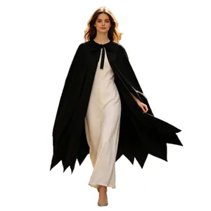 Schwarzer Umhang Halloween Kostüm Vampir Cosplay Fledermaus Schwalbenschwanz Schal Damen.