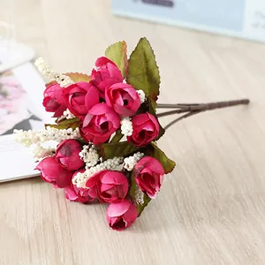 Artificial mini rose flower bouquet for wedding decoration and photography props.