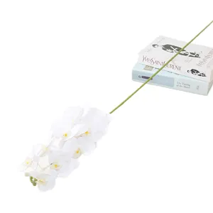 Artificial white phalaenopsis orchid single stem silk flower for home wedding decor.