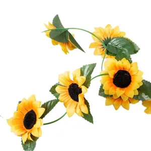 Artificial sunflower vine fake flower garland for home stair air conditioner decoration main view