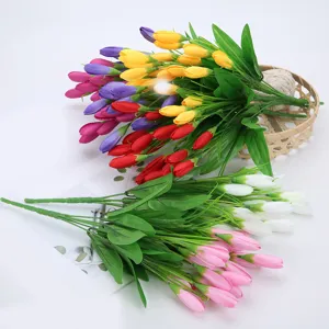 Künstliche Tulpen Blumensträuße bunte Seidenblumen Kunstblumen für Heimdekoration Tischdeko.