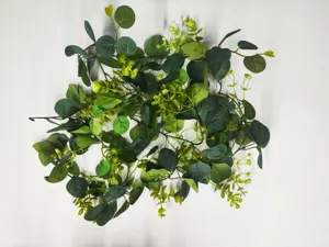 Artificial eucalyptus leaf garland for home decor, wall hanging, party and wedding decoration.